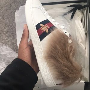 Gucci New Ace Lamb Fur Sneakers